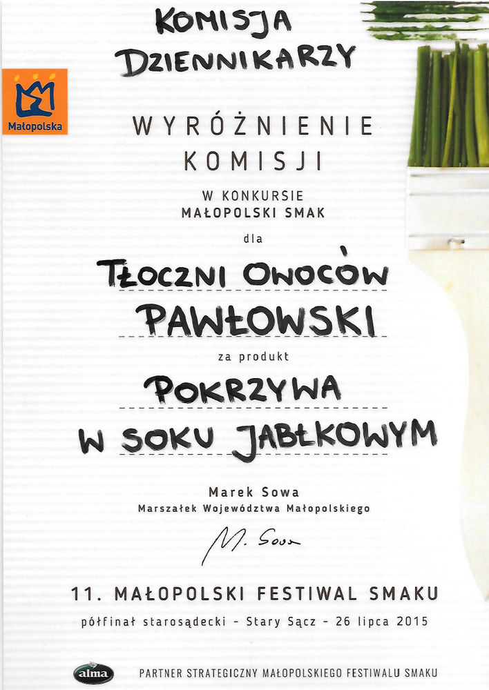 11 Małopolski Festiwal Smaku Nagroda